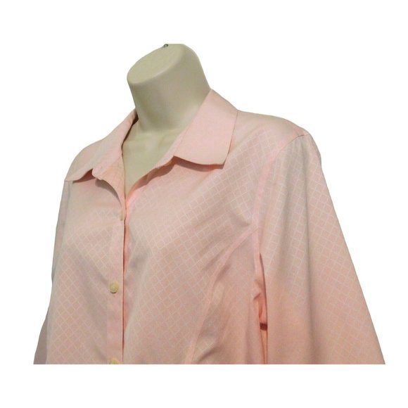 Liz Claiborne Blouse 12 Light Pink No Iron 3/4 Sleeves Tailored 100% Cotton - Picture 2 of 7